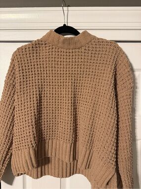 Altar'd State Camel Waffle-Knit Turtleneck Sweater